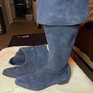 Aquatalia Blue Over the Knee Boots Suede